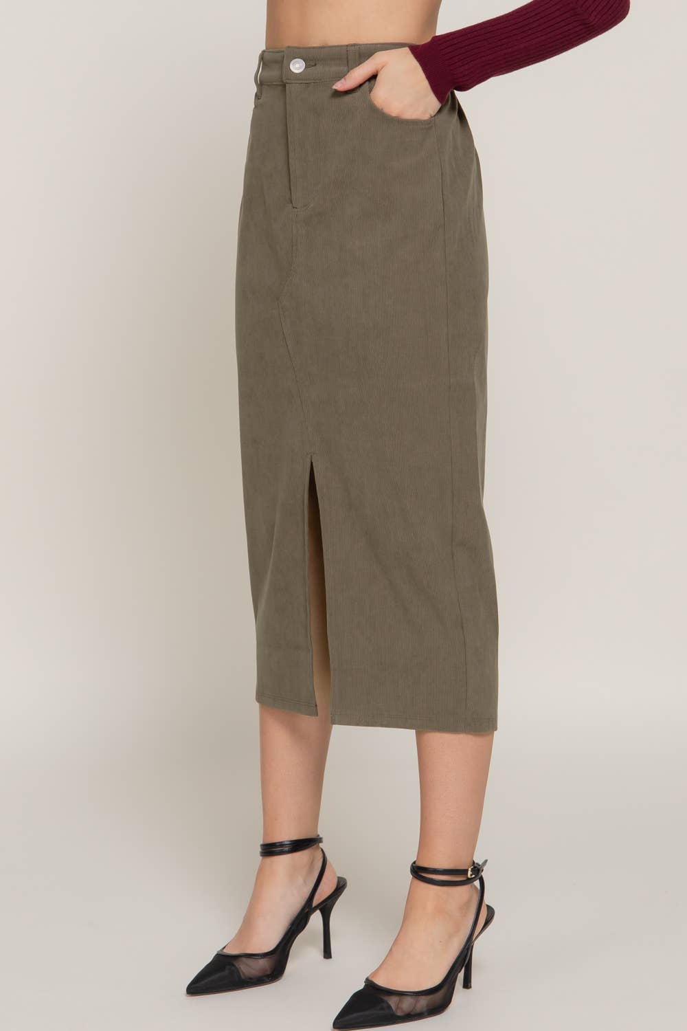 Manuella Corduroy Midi Skirt