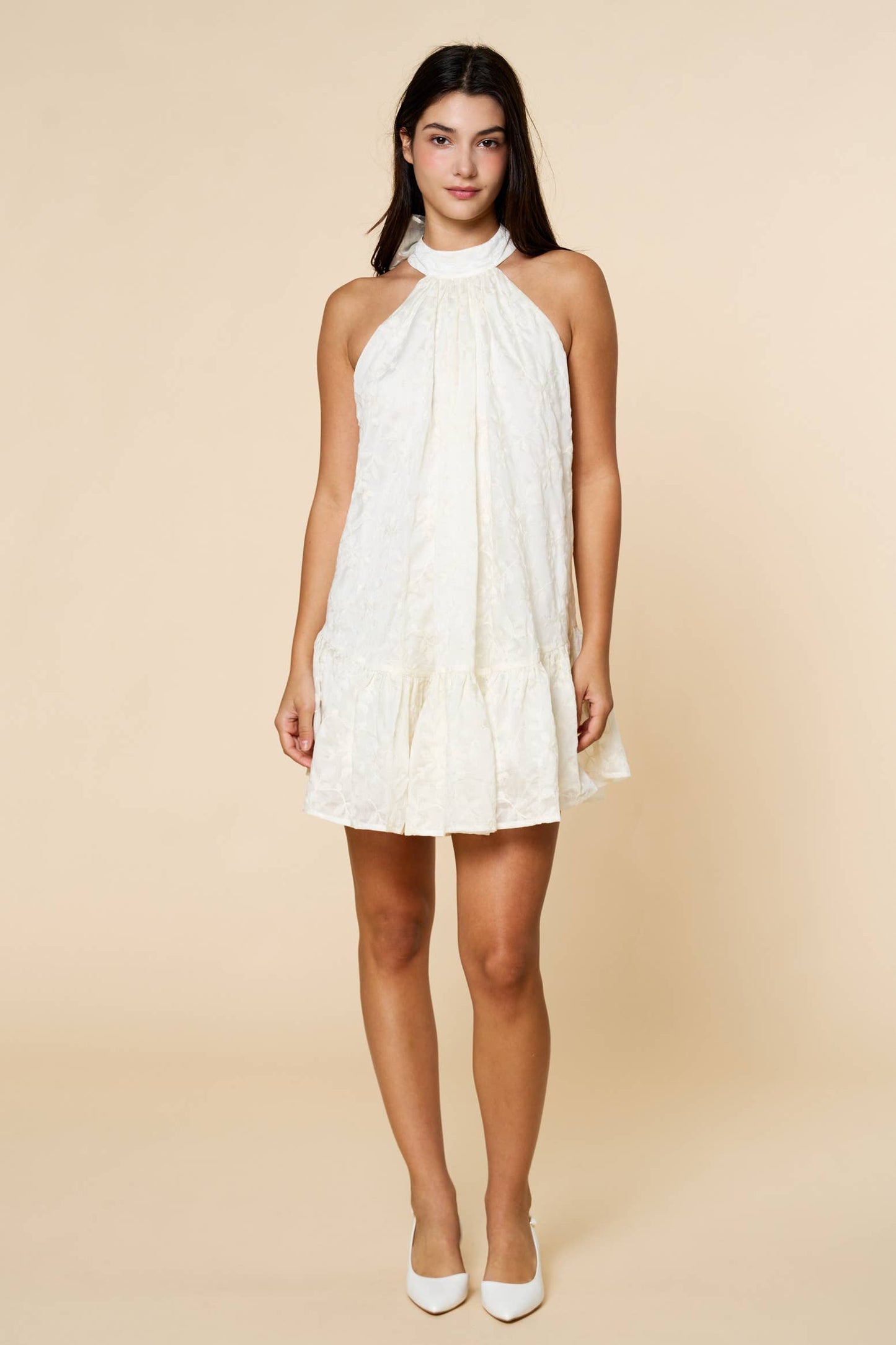 Ruffle Sleeveless Dress with Mock Neck