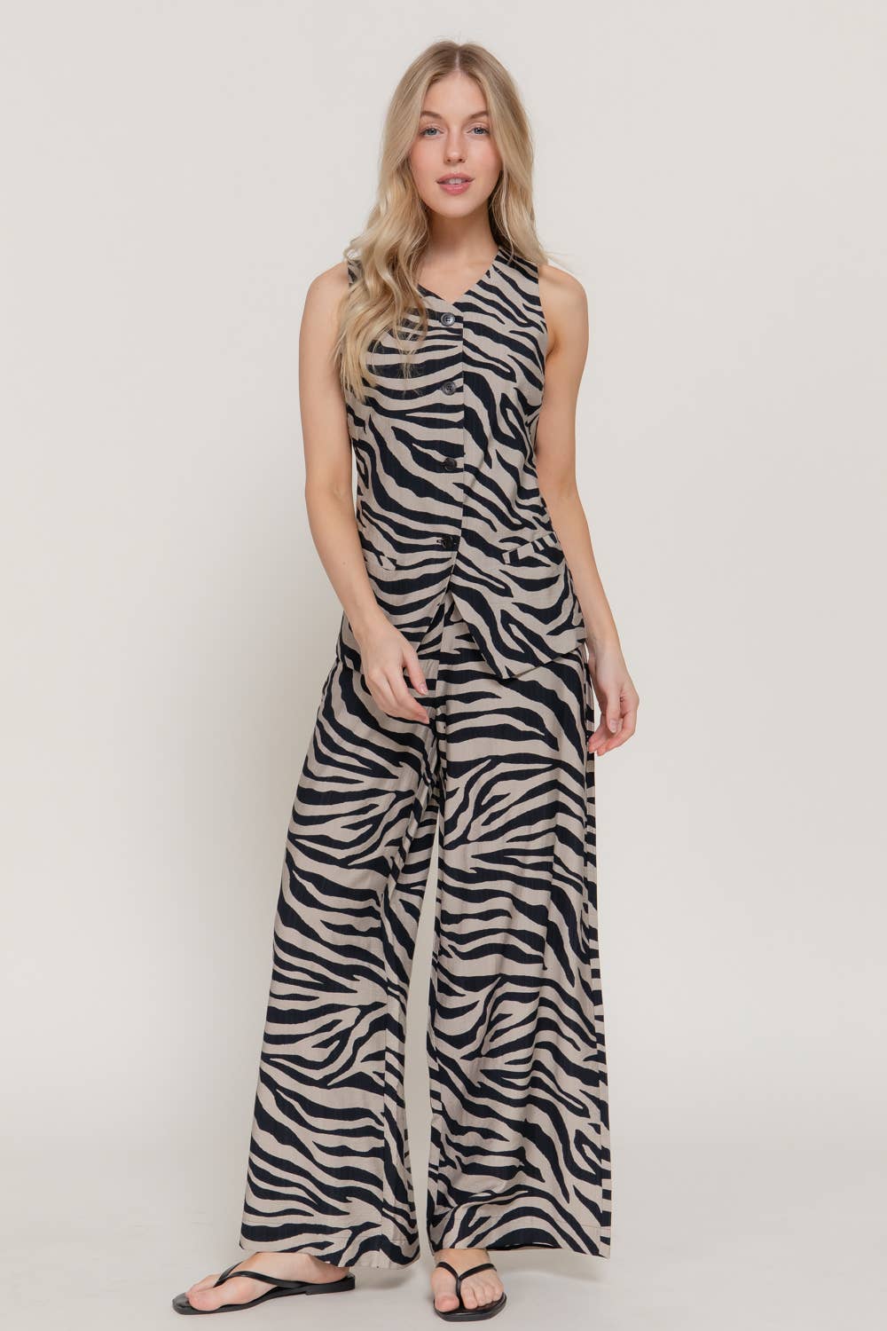 Wide Leg Printed Woven Pants