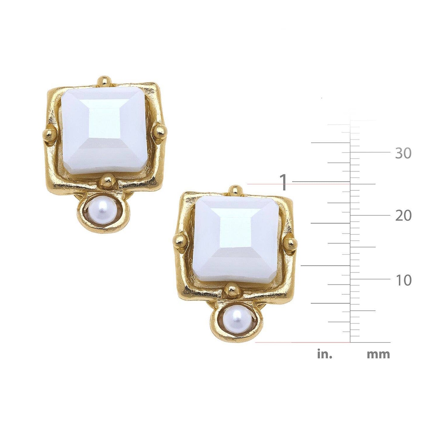 London White Crystal + Pearl Detail Studs