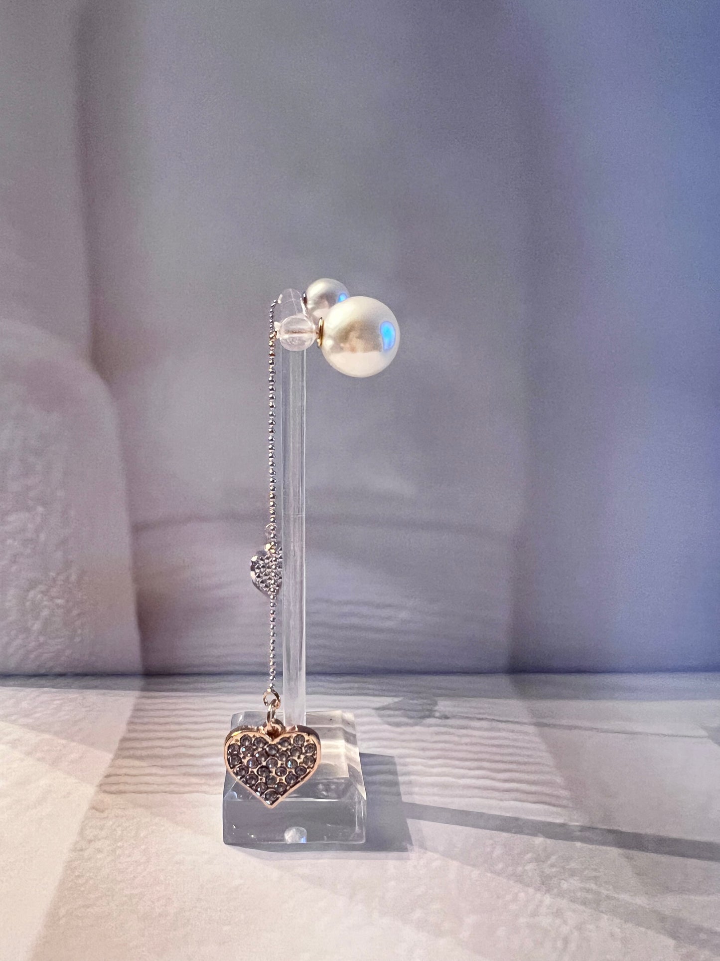 Heart Pearl Long Earrings