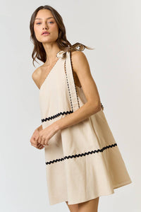 Teresa LINEN SCALLOPED ONE SHOULDER  DRESS: