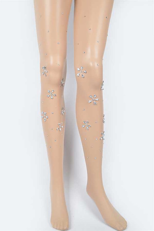 Crystal Flower Pave Sheer Stocking