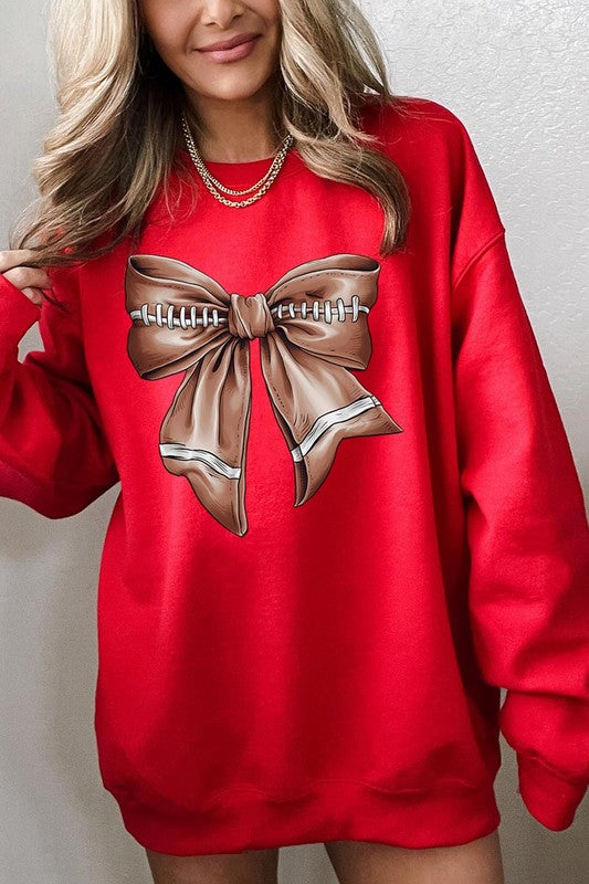 Coquette Football Bow Graphic Fleece Sweatshirts