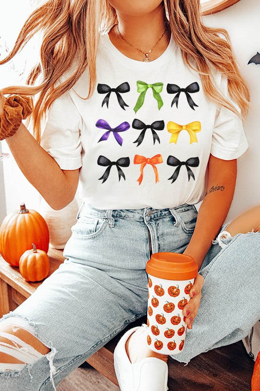 Halloween Colored Bow Stack Graphic Tee