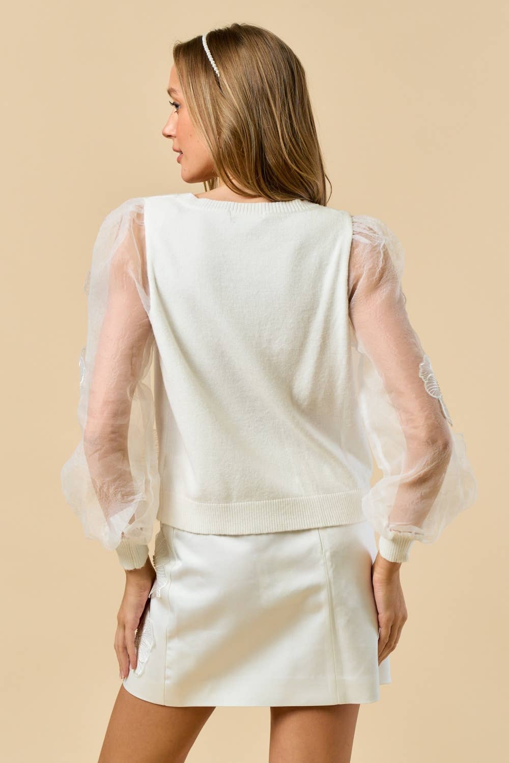 Sweater Top with Contrast Sleeve