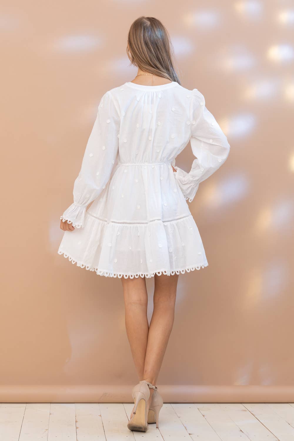 Desiree Cotton Floral Jacquard Lace Trim Edge Dress