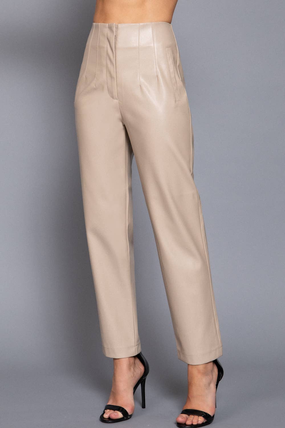 Naylea Hight Waist Slim Fit Faux Leather Long Pants