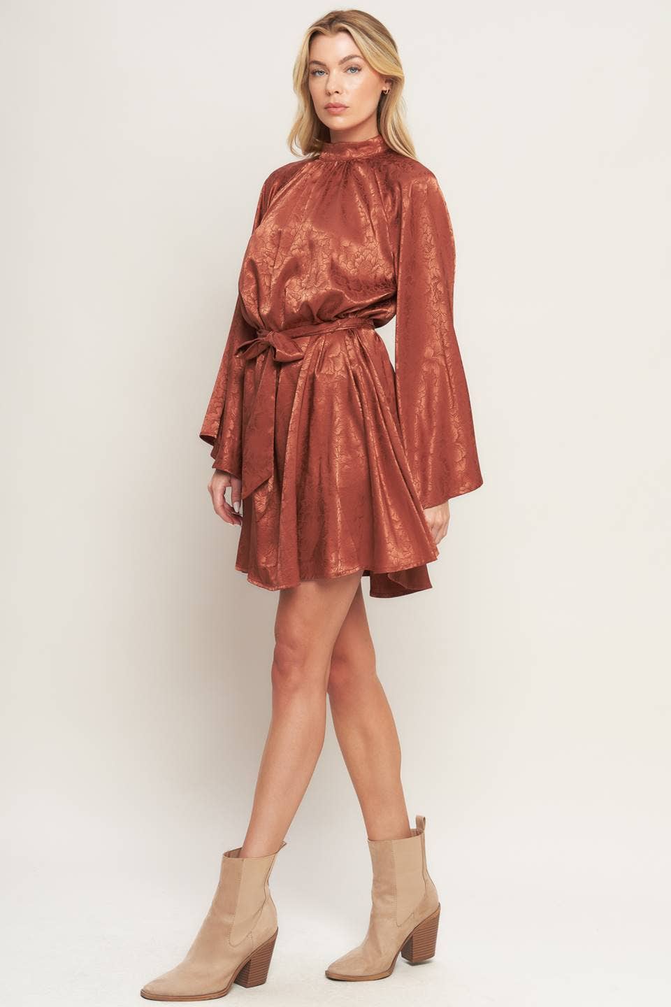 A woven jacquard satin mini dress - ID20594