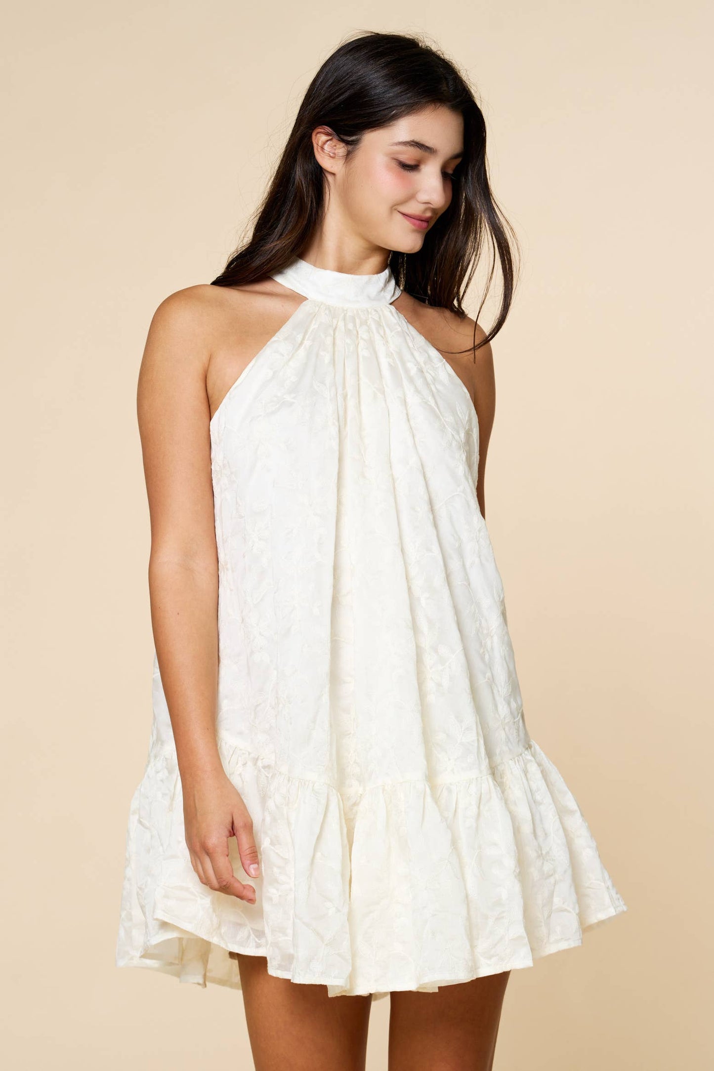 Ruffle Sleeveless Dress with Mock Neck