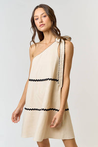 Teresa LINEN SCALLOPED ONE SHOULDER  DRESS: