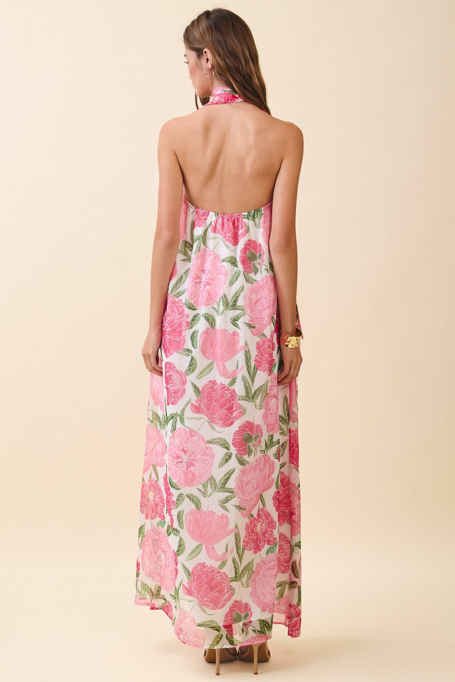 Lucia Strapless Floral Maxi Dress with Convertible Scarf