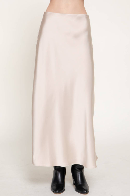 High Waist Satin Long Skirt