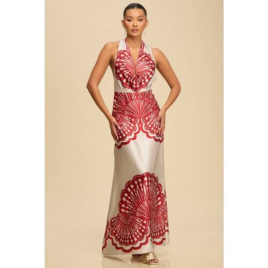 ANYA COWL SATIN TIE DRESS