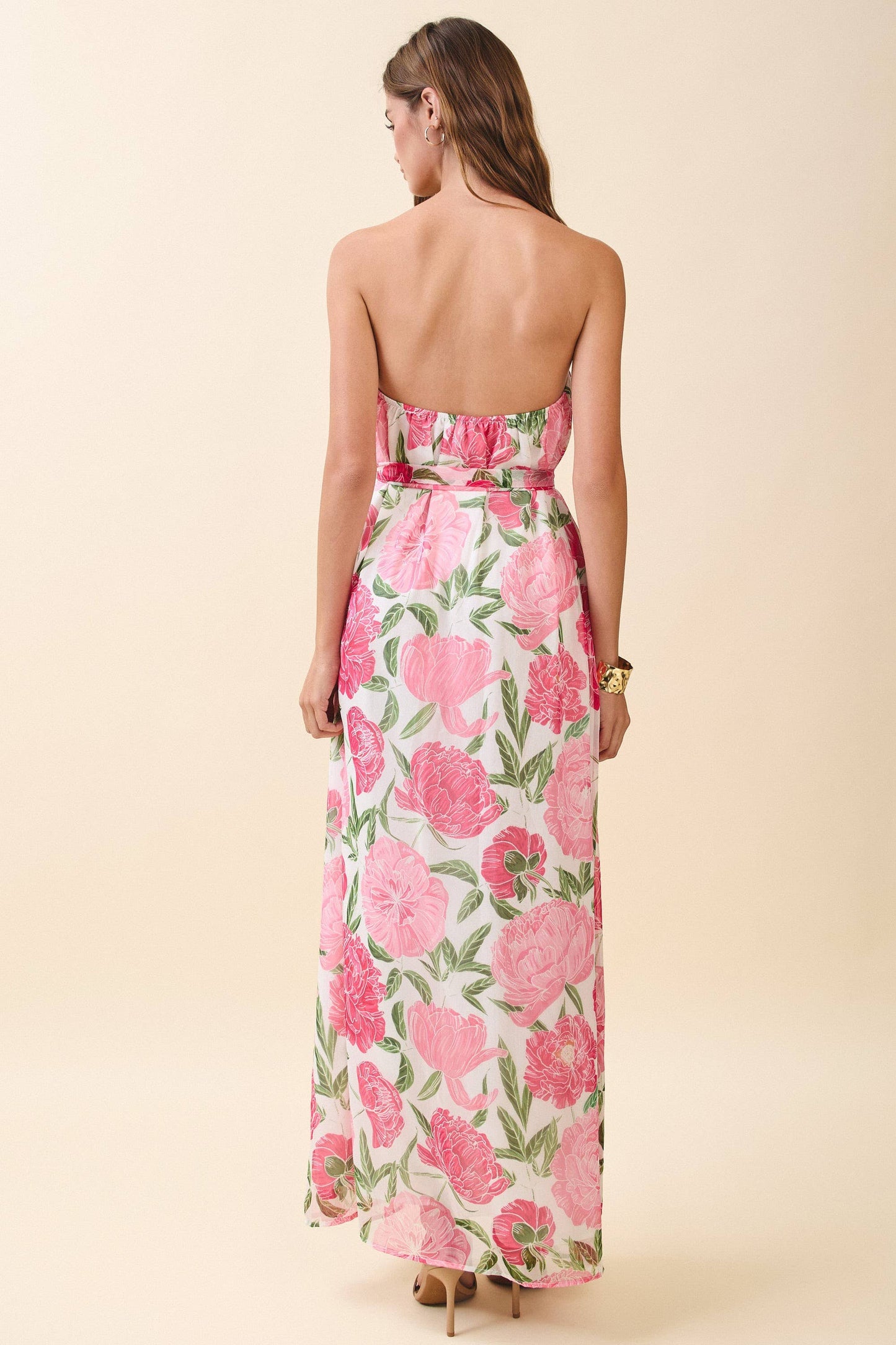 Lucia Strapless Floral Maxi Dress with Convertible Scarf