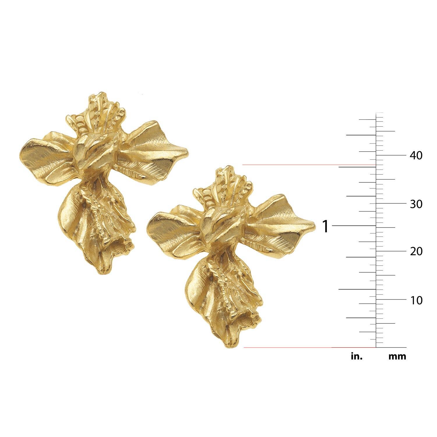 Gold Vintage French Cross Earrings