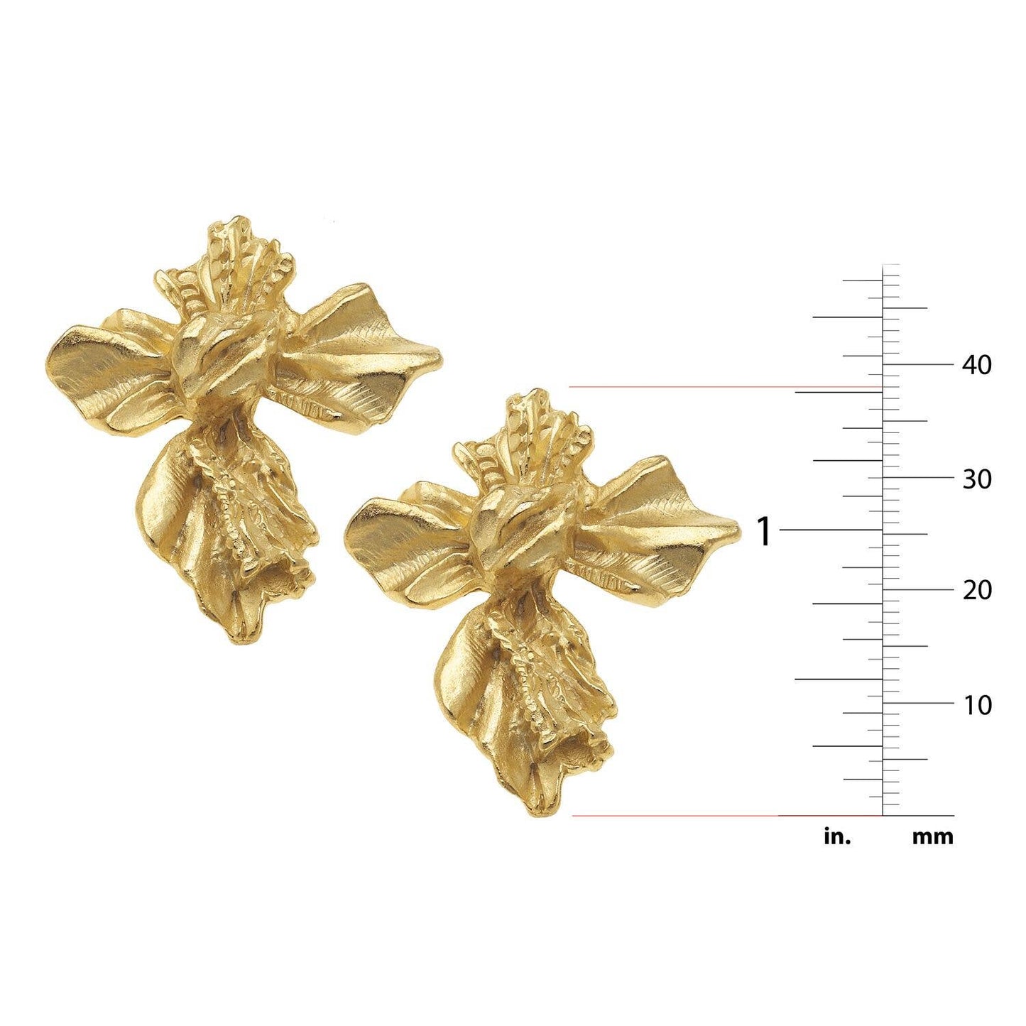 Gold Vintage French Cross Earrings