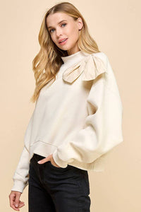 Aurora Oversized High Neckline Bow Detail Sweater