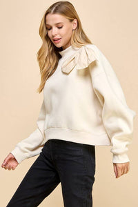 Aurora Oversized High Neckline Bow Detail Sweater