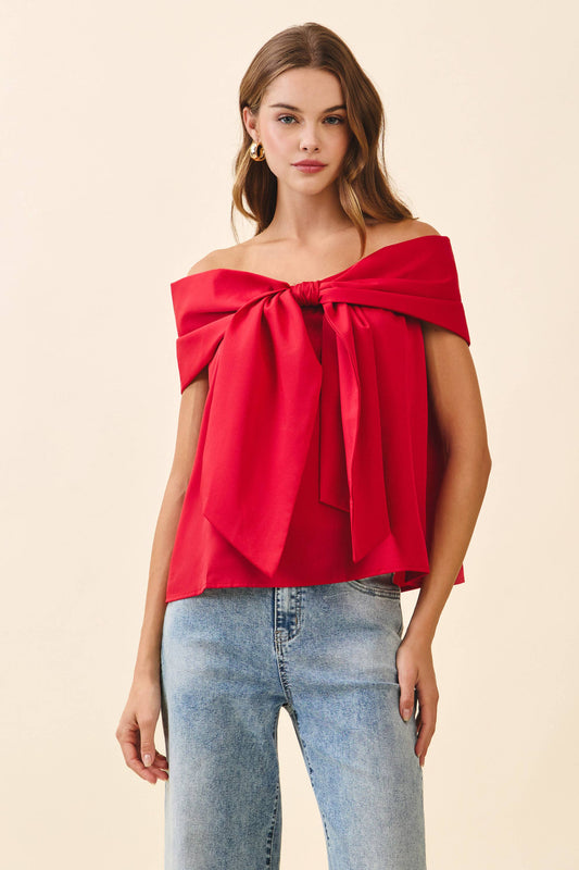 Nadia Bow Accented Off The Shoulder Top