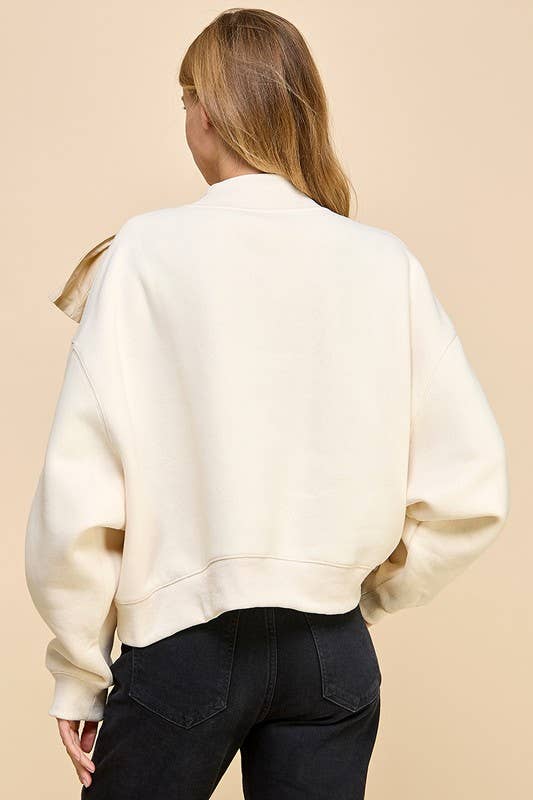 Aurora Oversized High Neckline Bow Detail Sweater