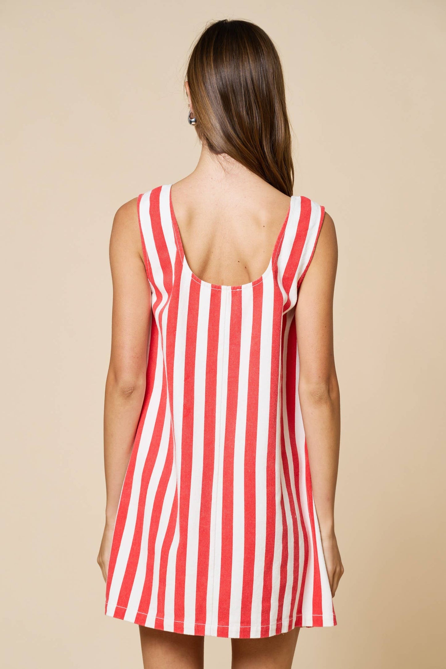 Summer Stripe Square Neck Sleeveless Shift Dress