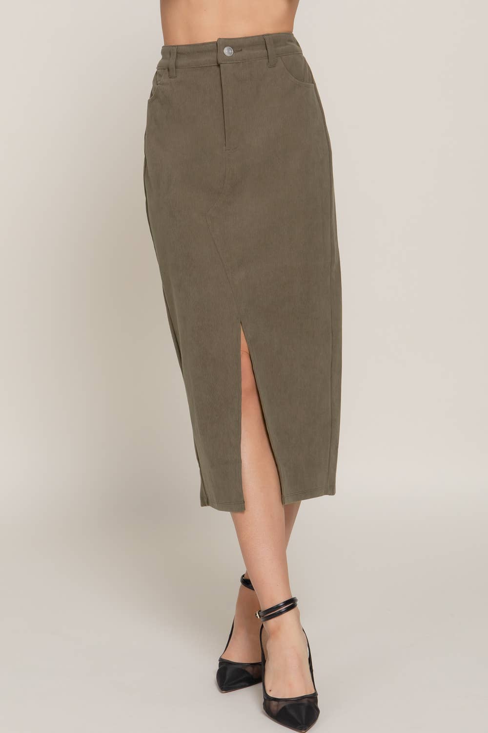 Manuella  Corduroy Midi Skirt