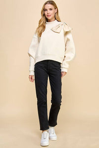 Aurora Oversized High Neckline Bow Detail Sweater