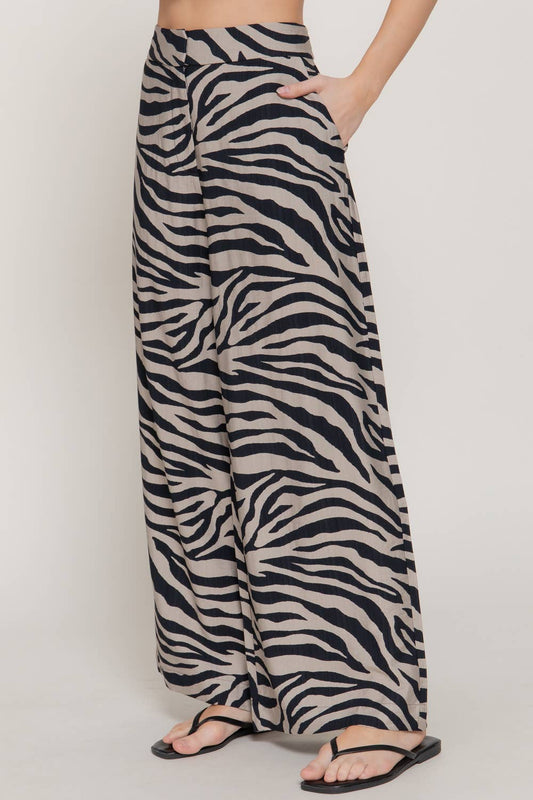 Wide Leg Printed Woven Pants