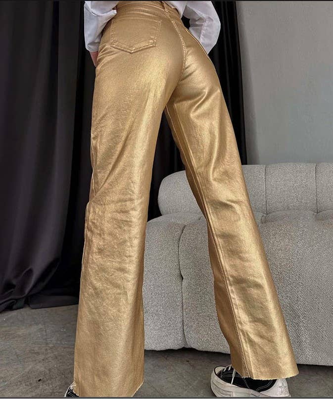 Metallic Pants Gold Pants Women Buy Golden Fitted Pants 1199 W For