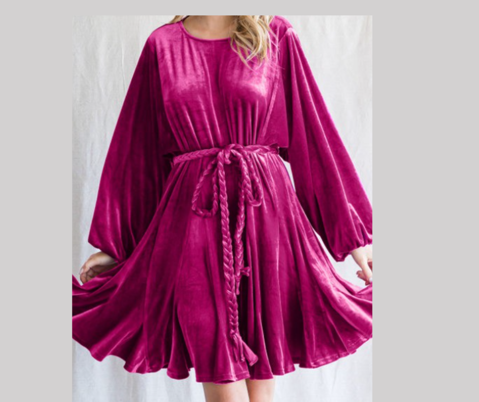 Magenta Velvet Dress