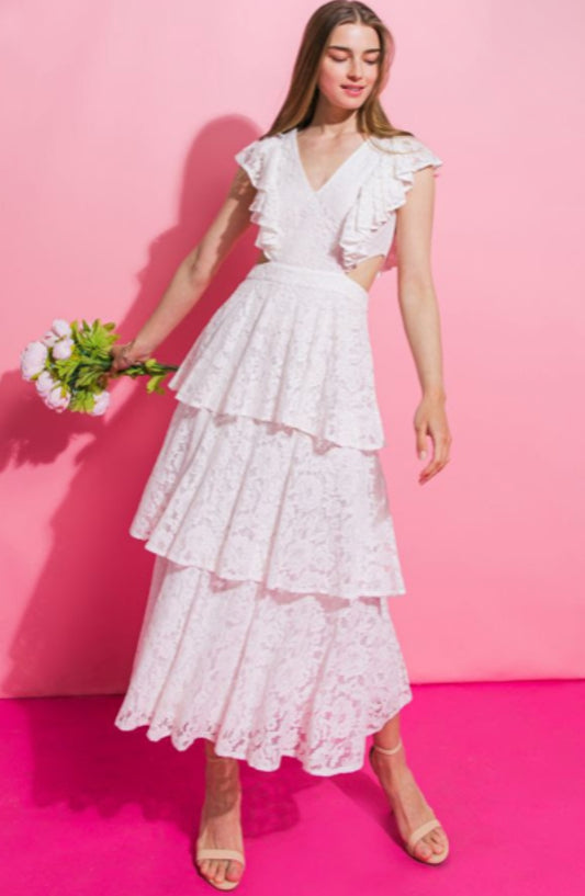 Julie Tiered Woven Lace Dress