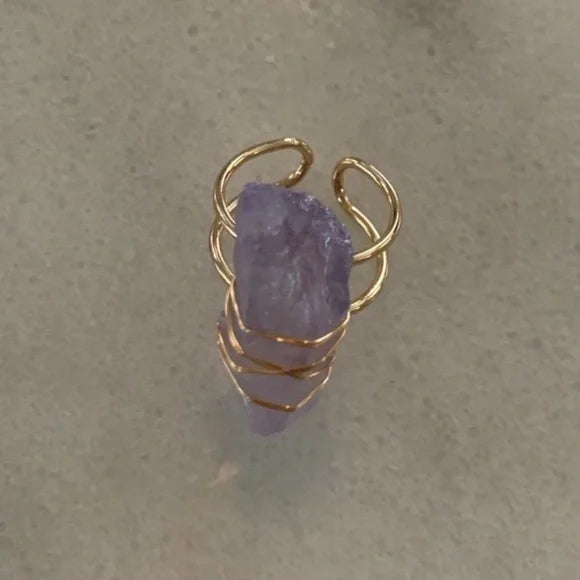 Purple Druzy Wrapped Ring