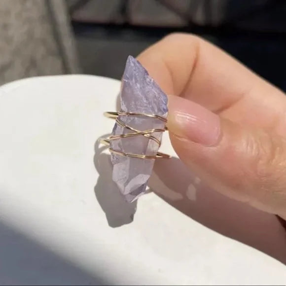 Purple Druzy Wrapped Ring