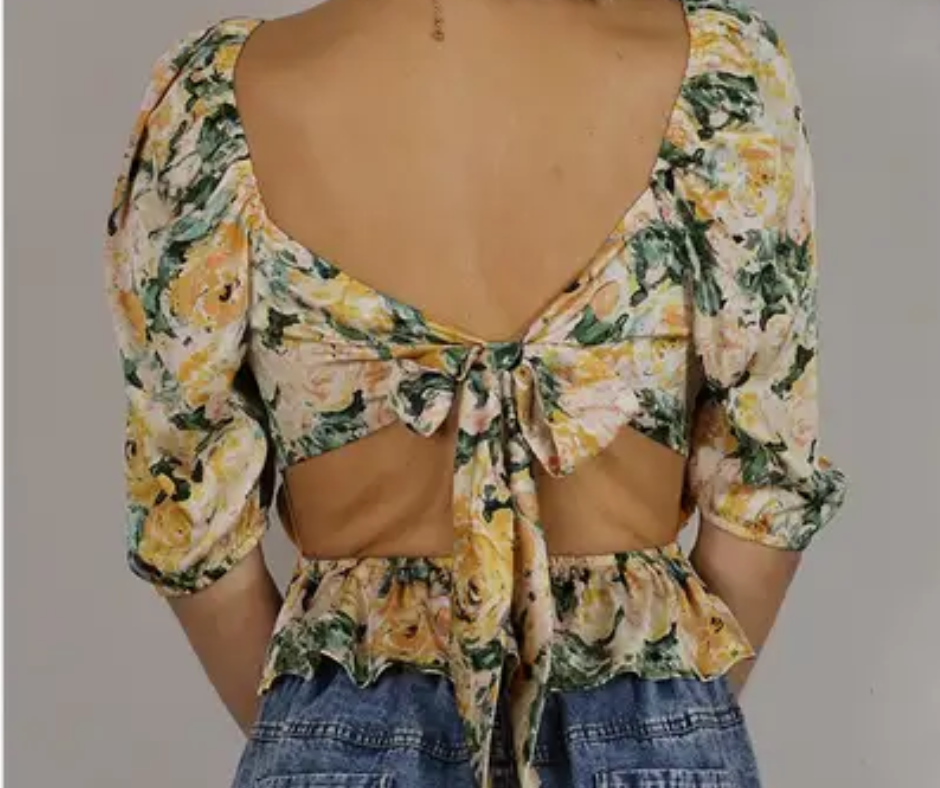Tie Back Floral Top