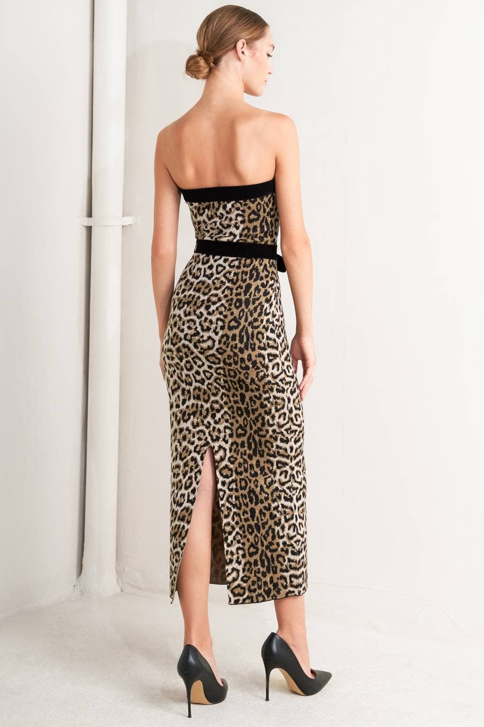 Leah Leopard Strapless Dress