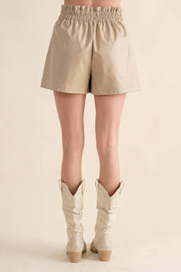 Carrie Faux Leather Studded Pocket High Waist Shorts