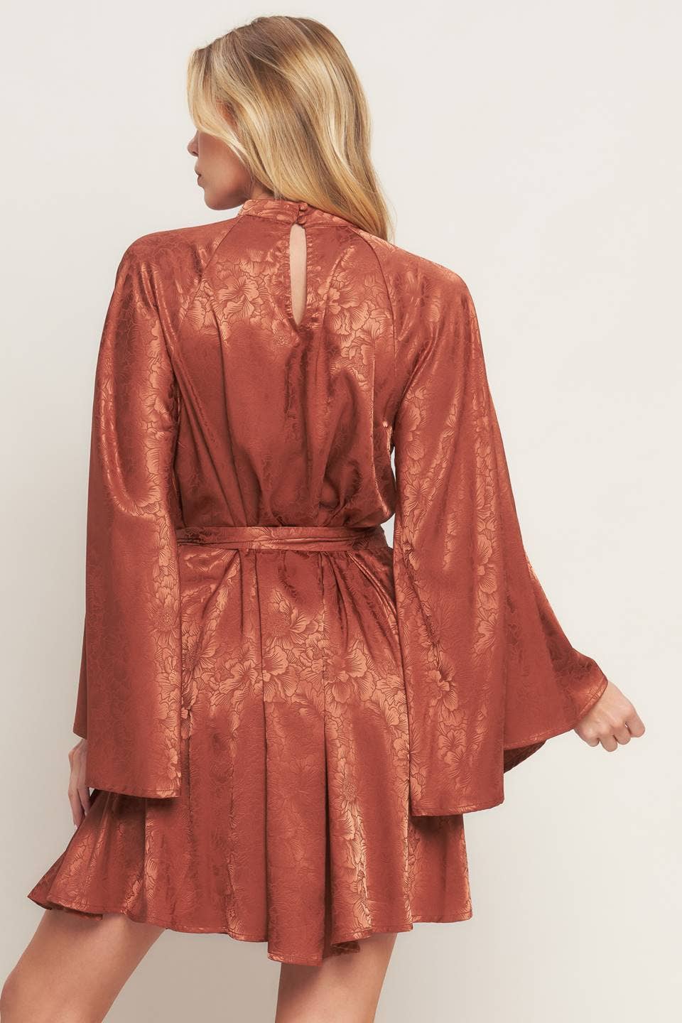 A woven jacquard satin mini dress - ID20594