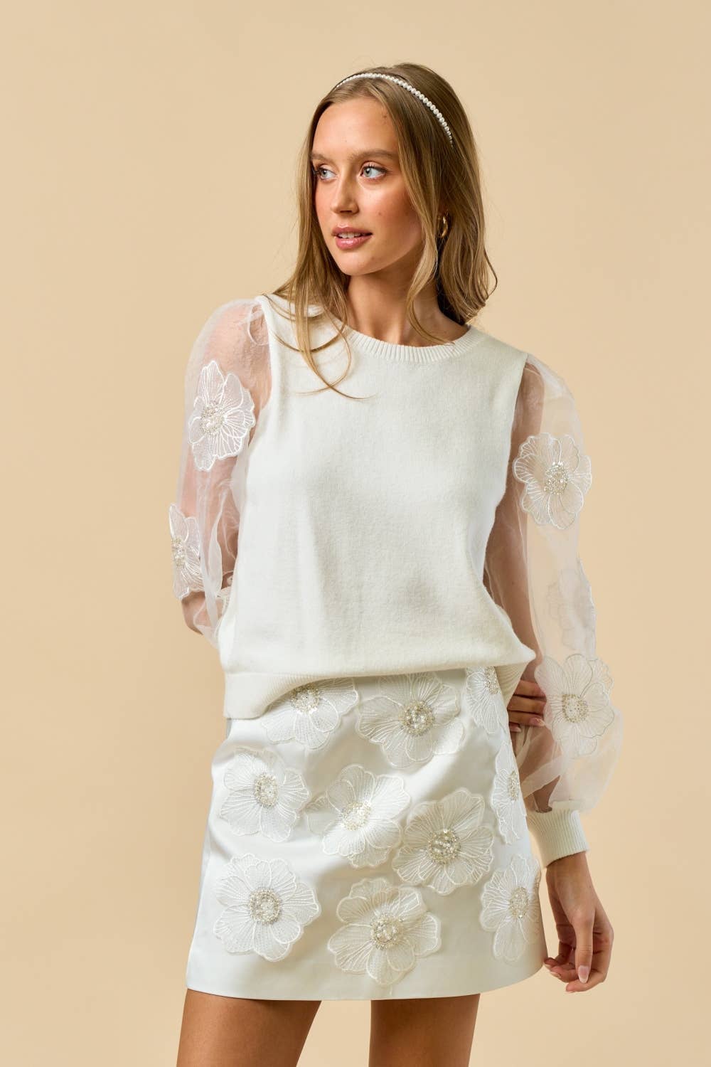 Sweater Top with Contrast Sleeve