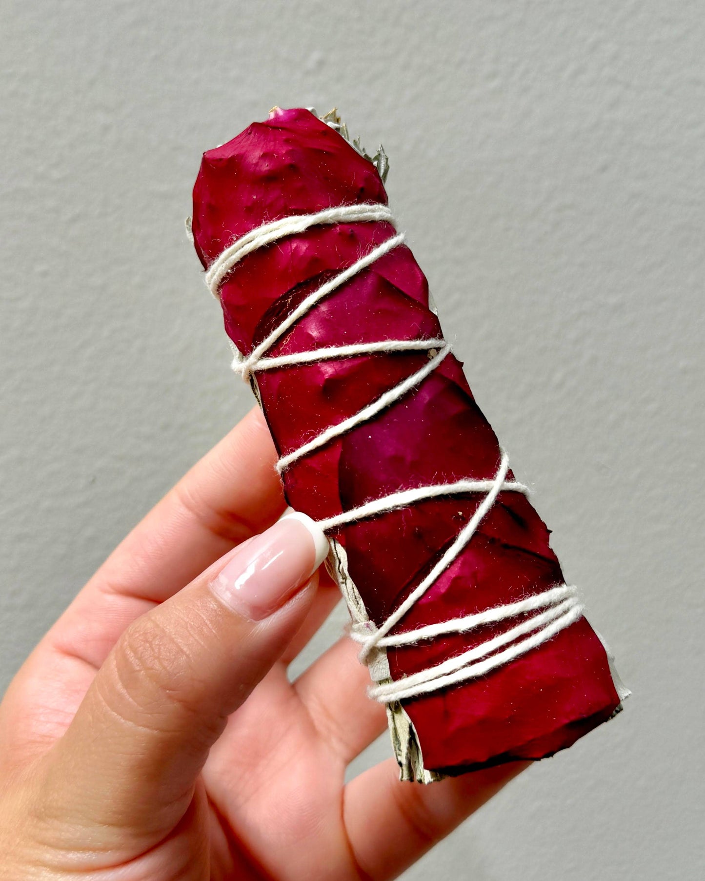 White Sage Smudge Wands with Red Rose Petals