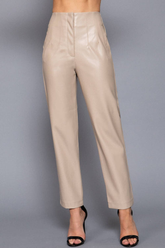 Naylea Hight Waist Slim Fit Faux Leather Long Pants