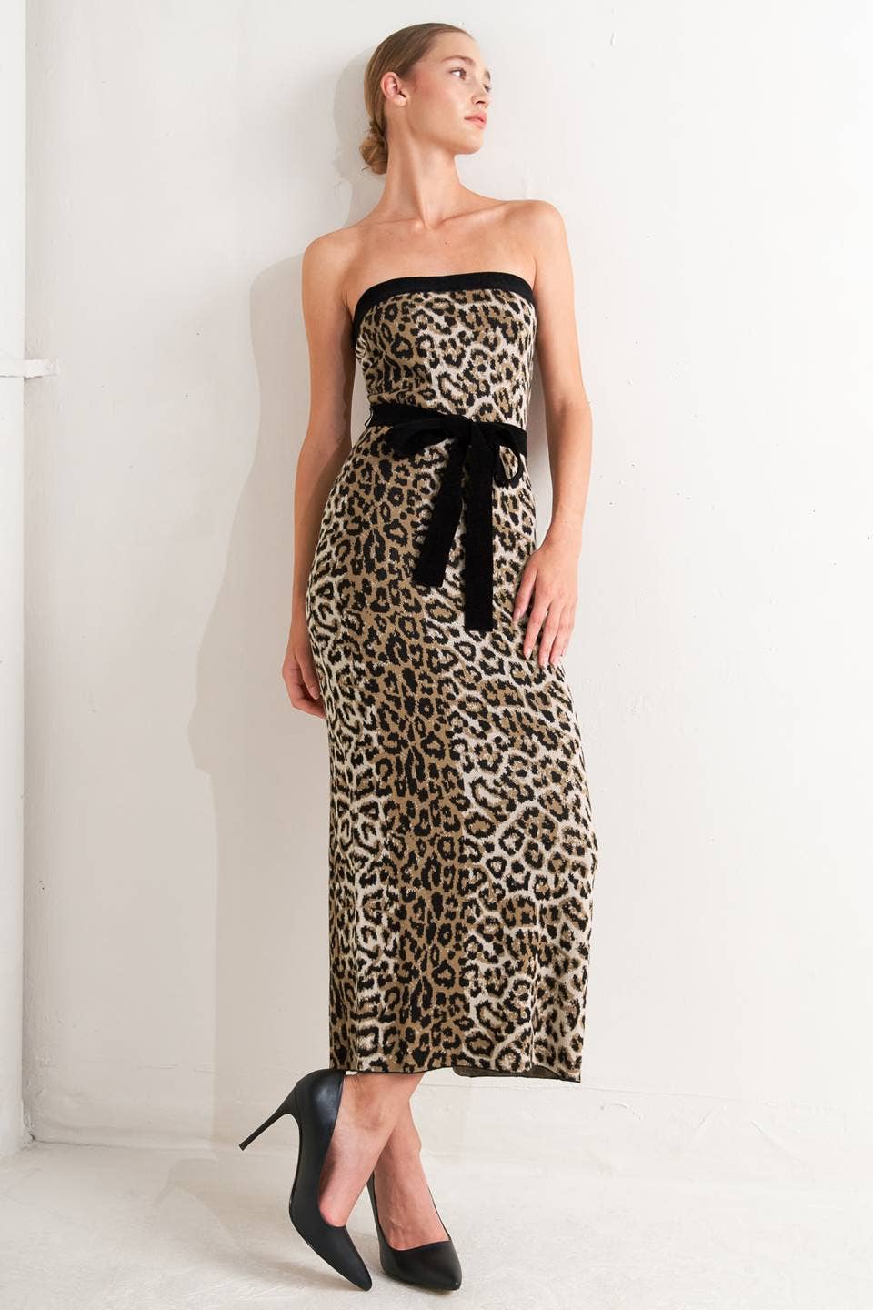 Leah Leopard Strapless Dress