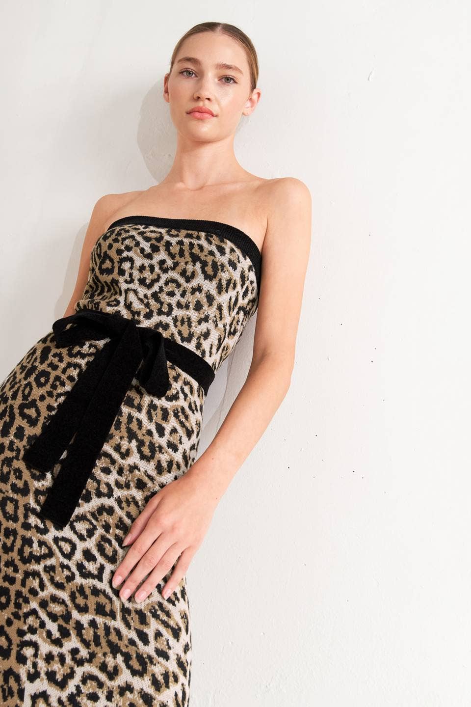 Leah Leopard Strapless Dress