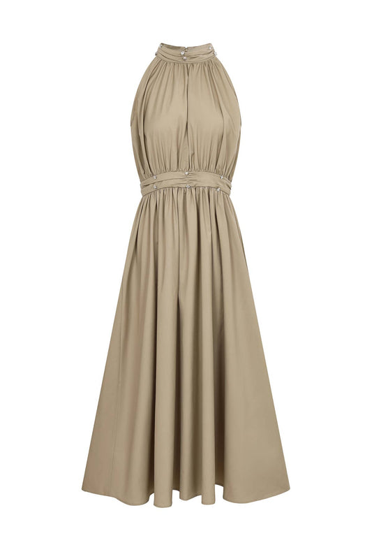 Midi Dress with Ruche Waist Band