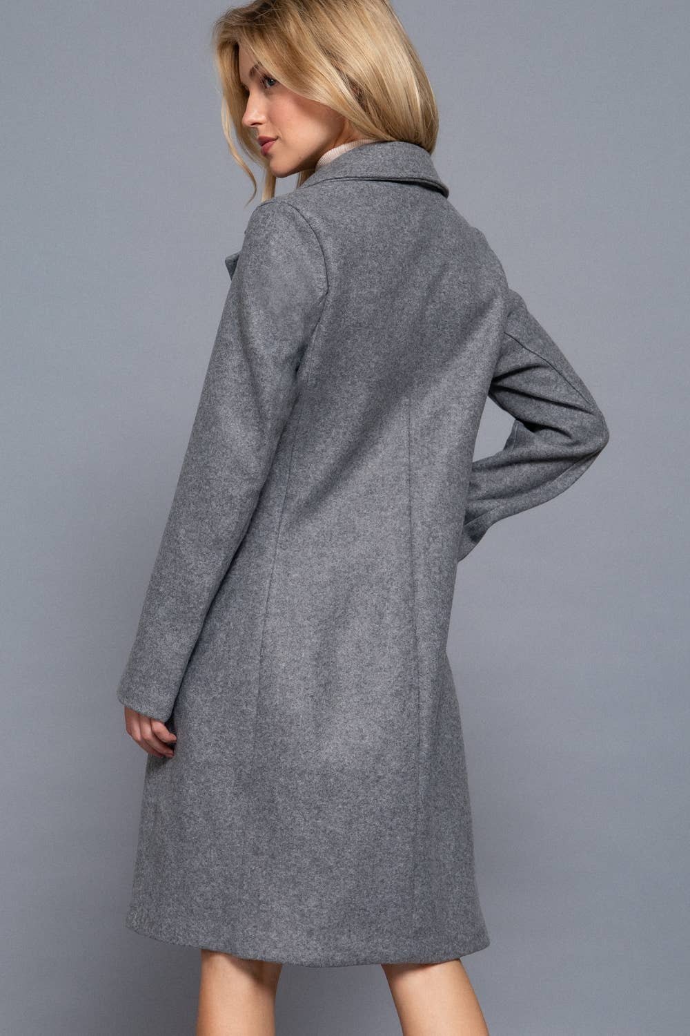 Kattah Long Sleeve A-Line Long Coat
