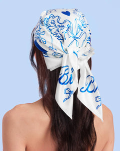 Bride Head Scarf - white silk bride head scarf, bride gift, bachelorette accessory