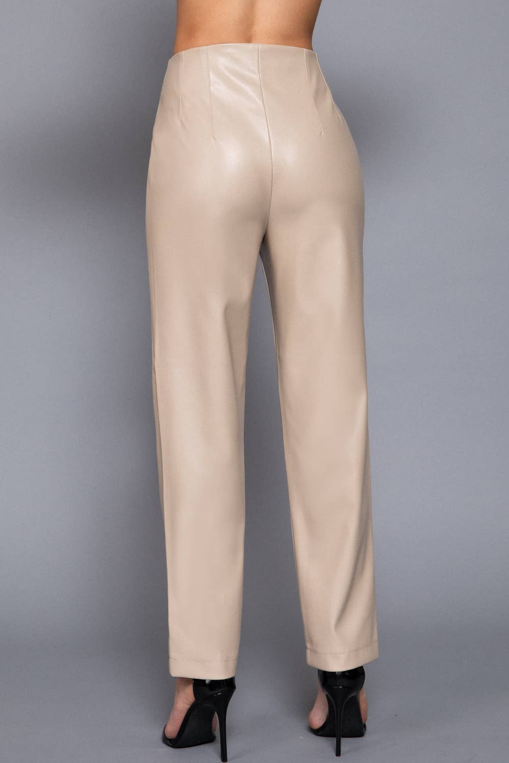 Naylea Hight Waist Slim Fit Faux Leather Long Pants