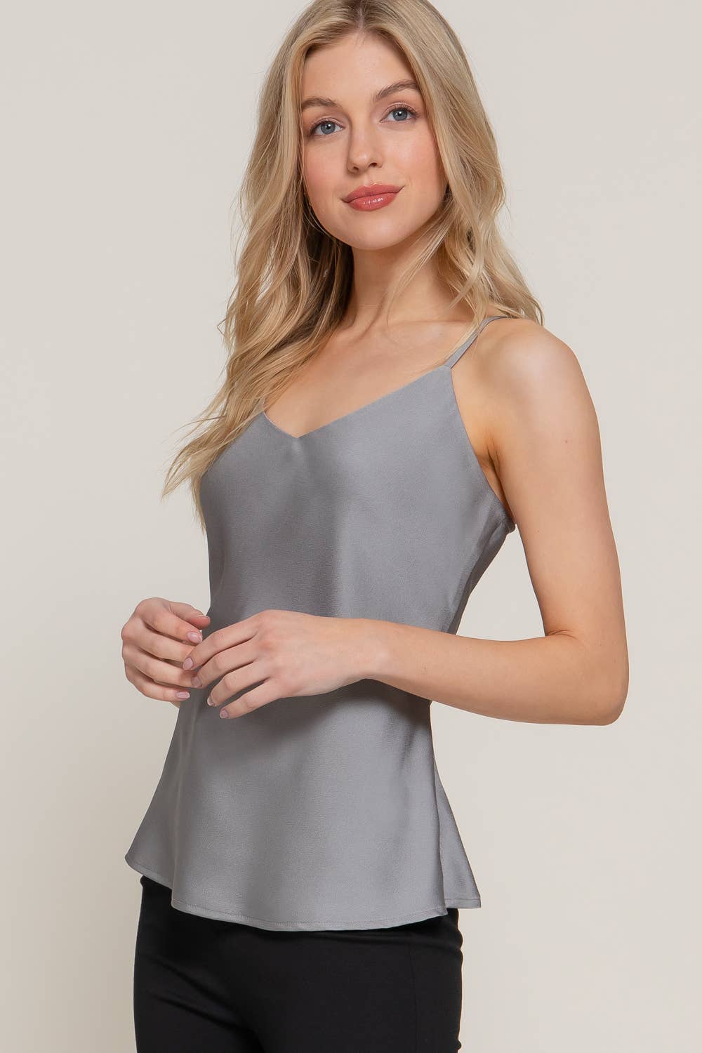Sara Double V-neck Satin Cami Top