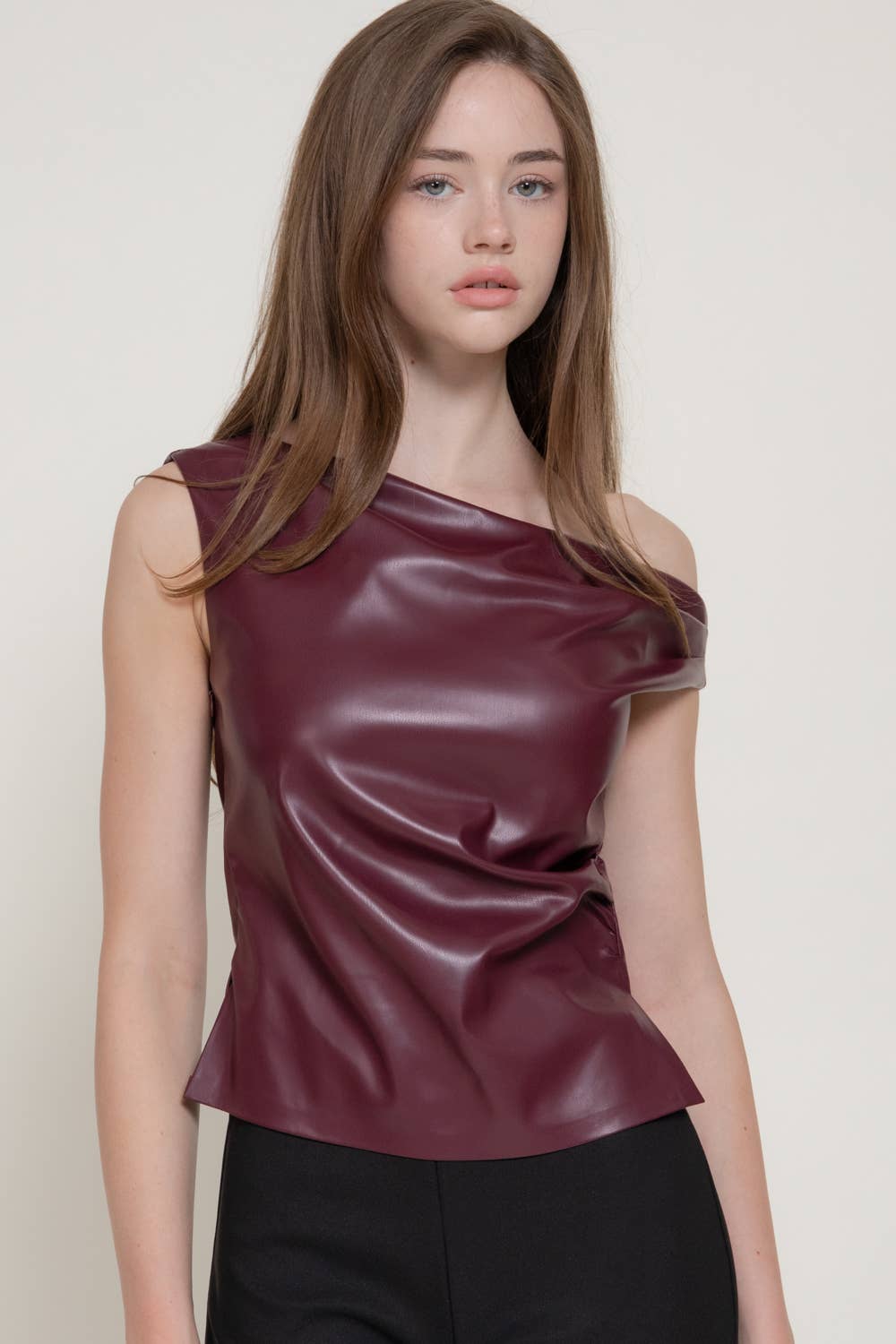 Asymmetric Faux Leather Top