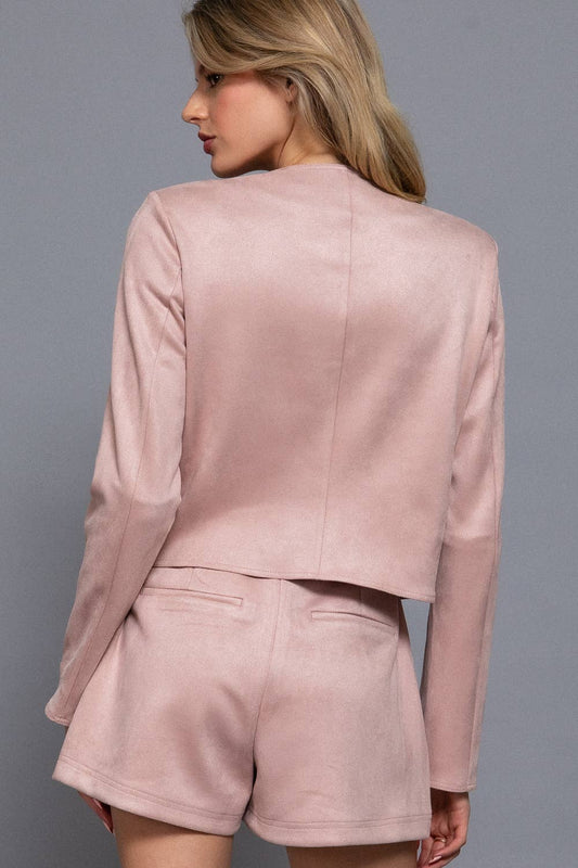 Sasha Faux Suede Zip Up Jacket
